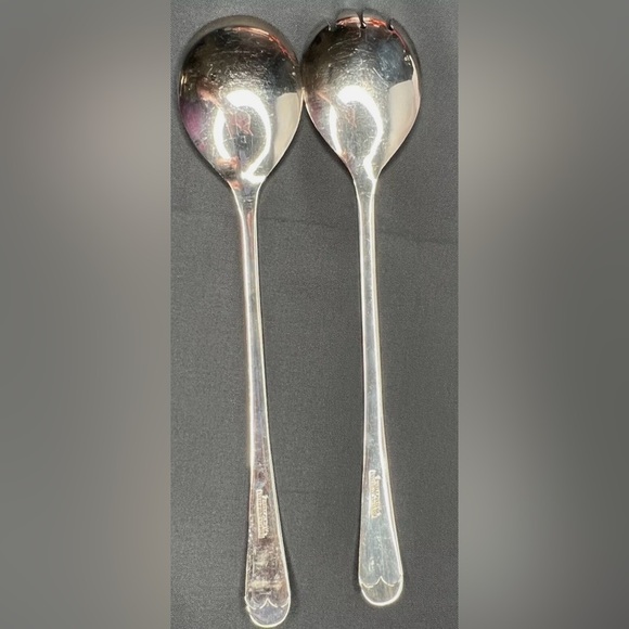 Vintage Sheffield England Silver Plated Serving Set Salad Spoon & Fork HTF - Picture 4 of 4
